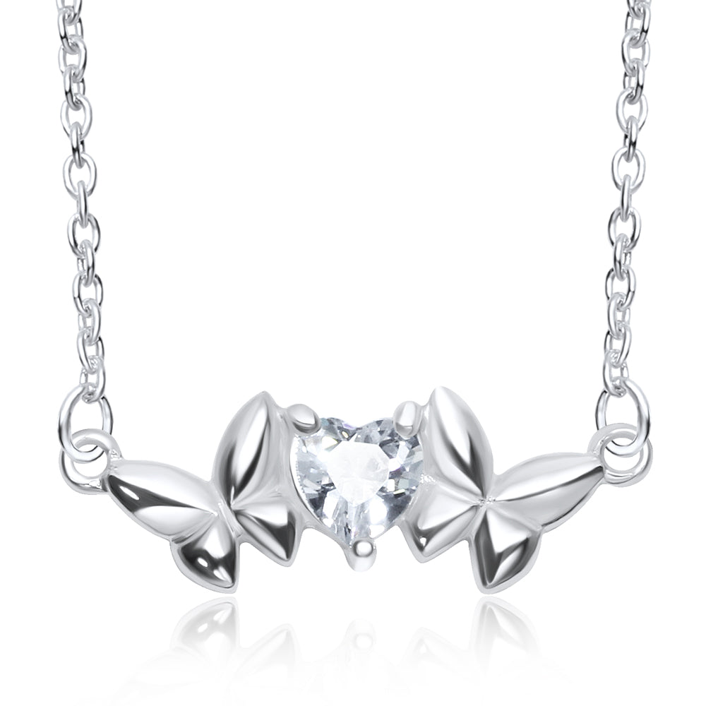 Butterfly Heart CZ Necklace SPE-3314
