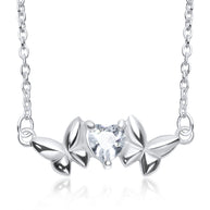 Butterfly Heart CZ Necklace SPE-3314