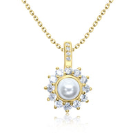 Pearl & CZ Halo Necklace SPE-3318