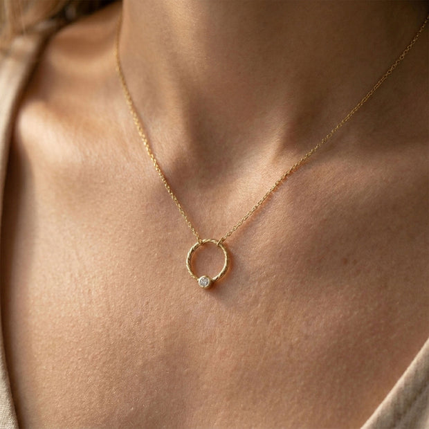 Twisted Circle CZ Necklace SPE-3620