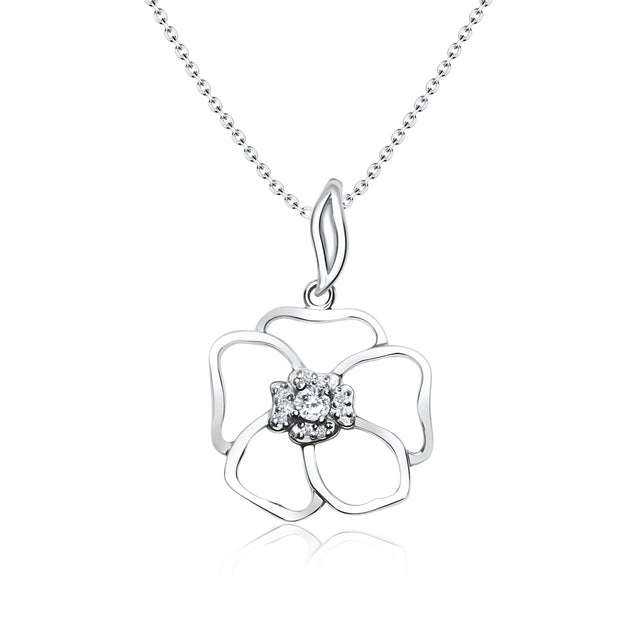Open Flower CZ Necklace SPE-3621