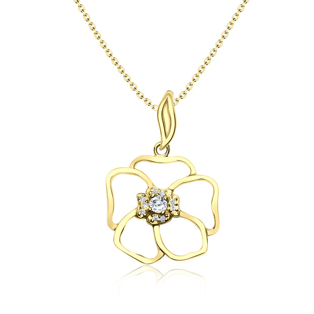 Open Flower CZ Necklace SPE-3621