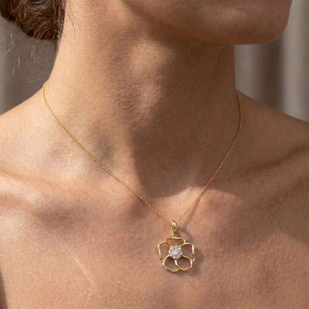 Open Flower CZ Necklace SPE-3621