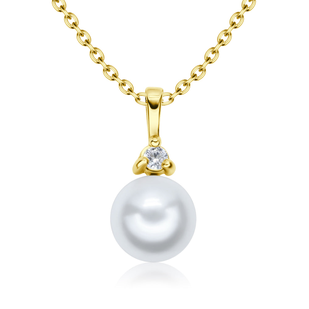 Pearl & CZ Drop Necklace SPE-4886