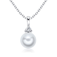 Pearl & CZ Drop Necklace SPE-4886