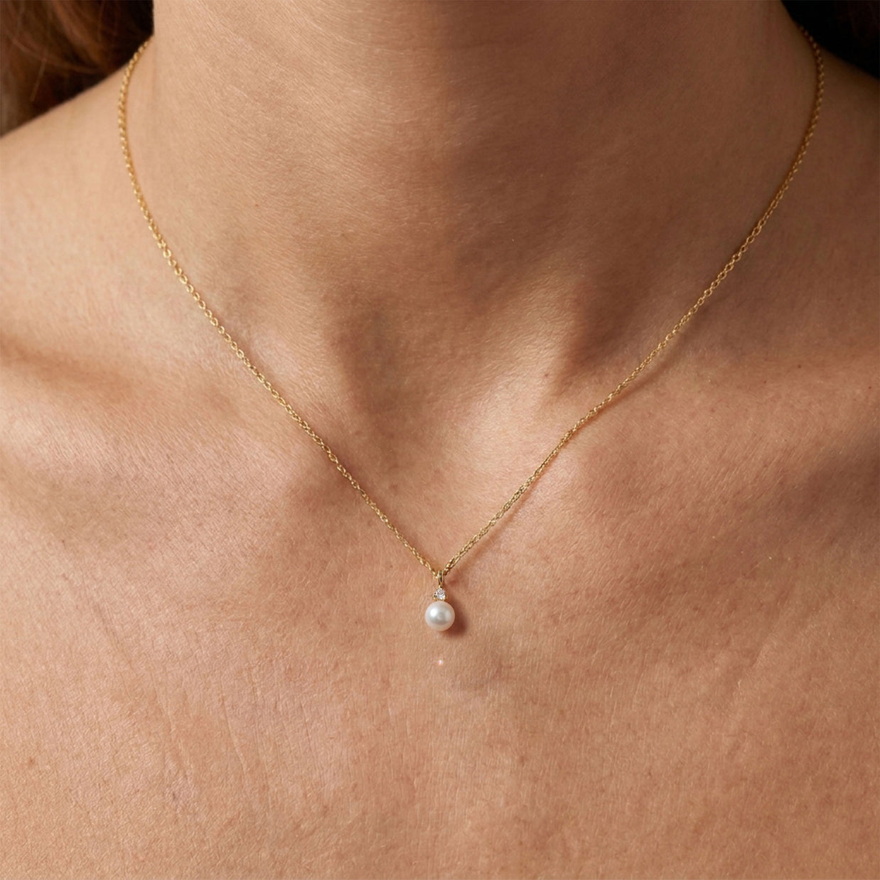Pearl & CZ Drop Necklace SPE-4886