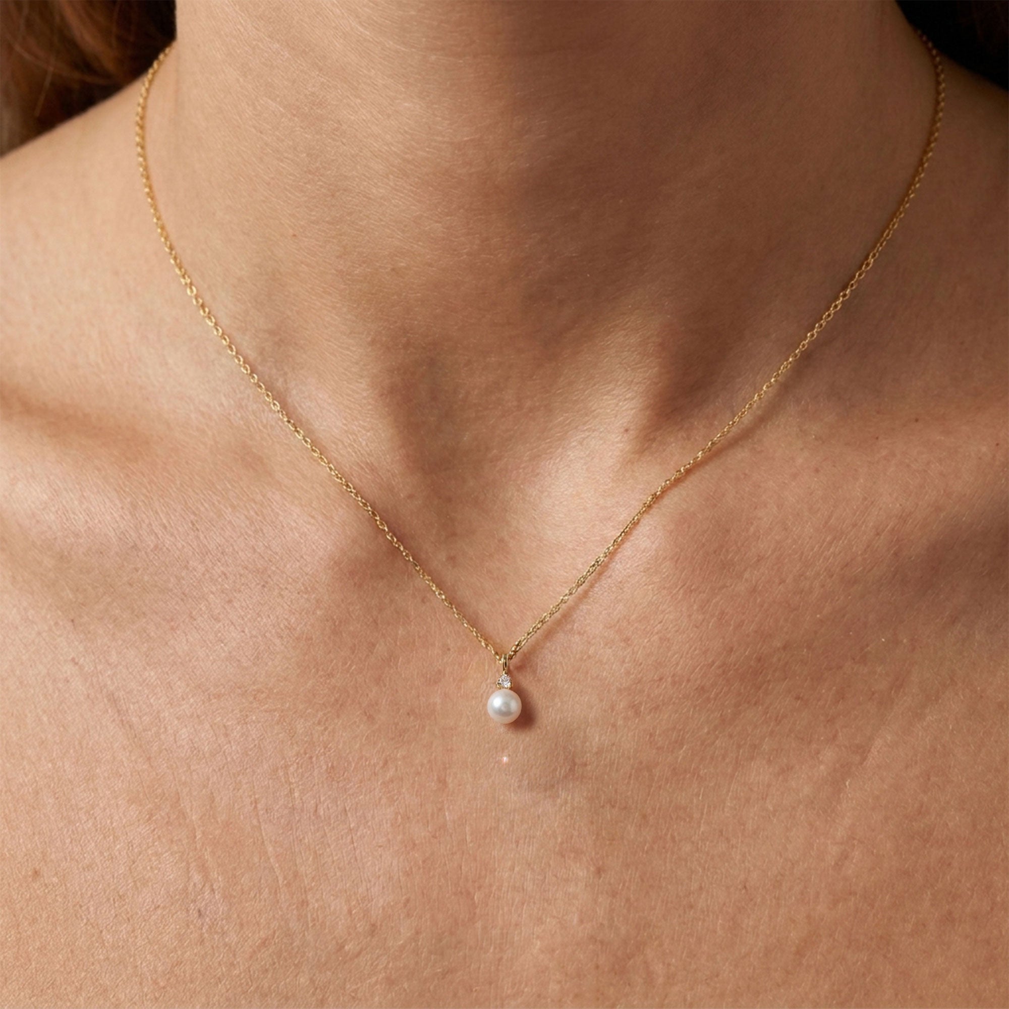 Pearl & CZ Drop Necklace SPE-4886
