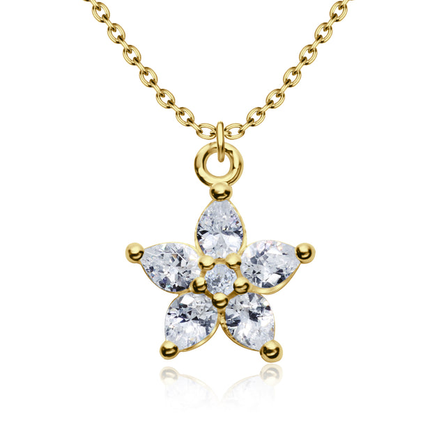 CZ Flower Cluster Necklace SPE-5137