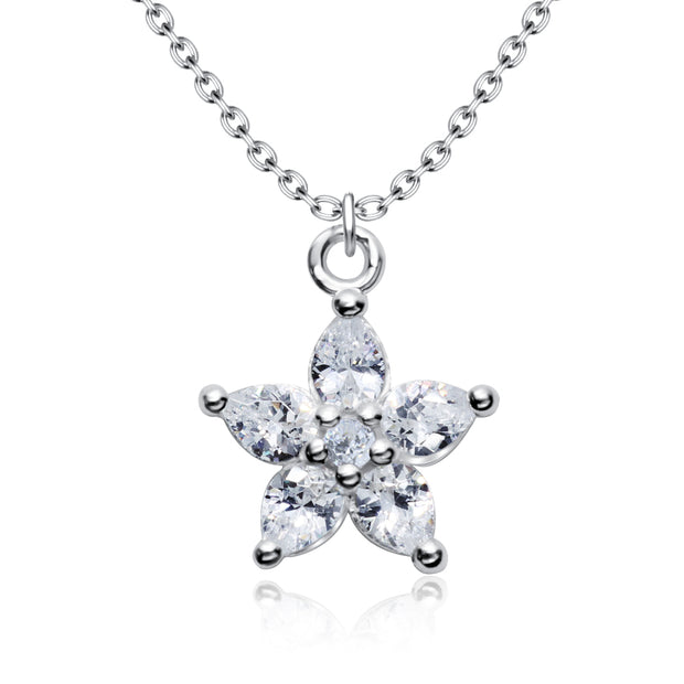 CZ Flower Cluster Necklace SPE-5137