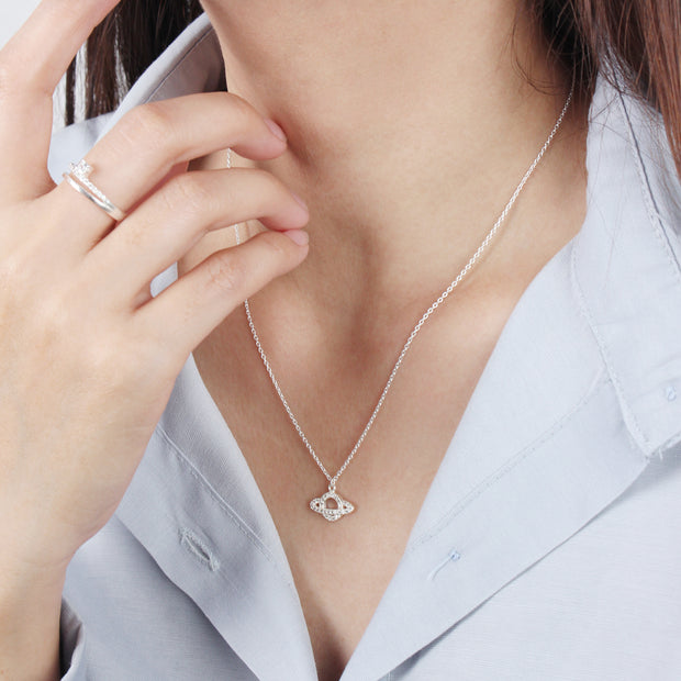 Chic Saturn with CZ Necklace SPE-5237