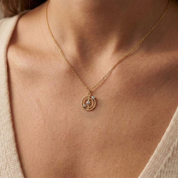 Solar Shaped CZ Necklace SPE-5240