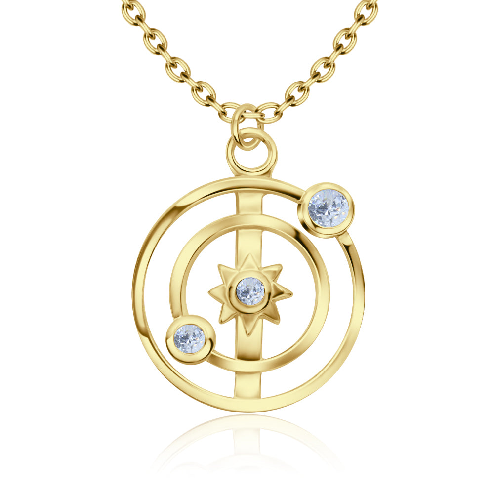 Solar Shaped CZ Necklace SPE-5240
