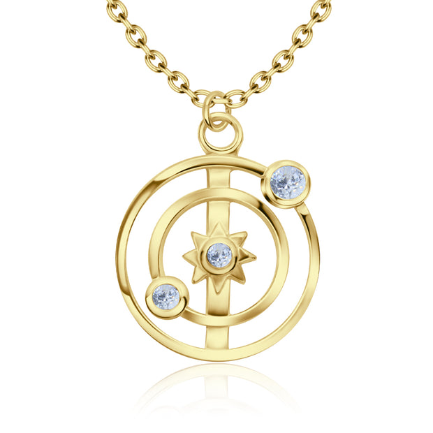 Solar Shaped CZ Necklace SPE-5240