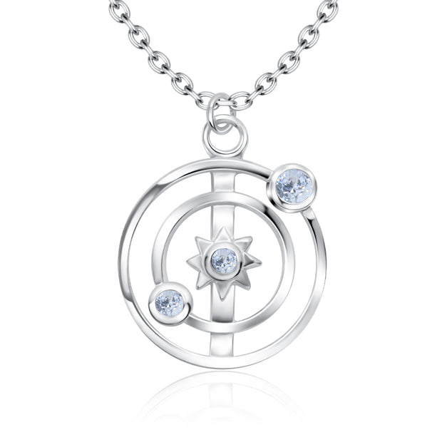 Solar Shaped CZ Necklace SPE-5240