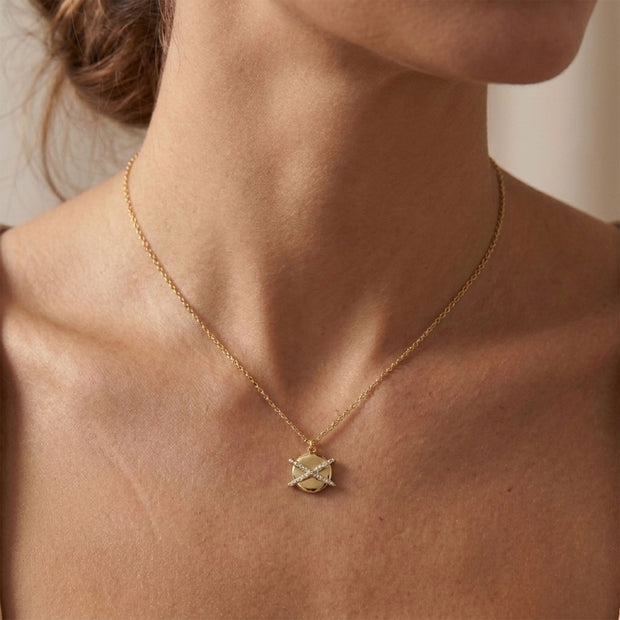 World Wrap CZ Shaped Necklace SPE-5241
