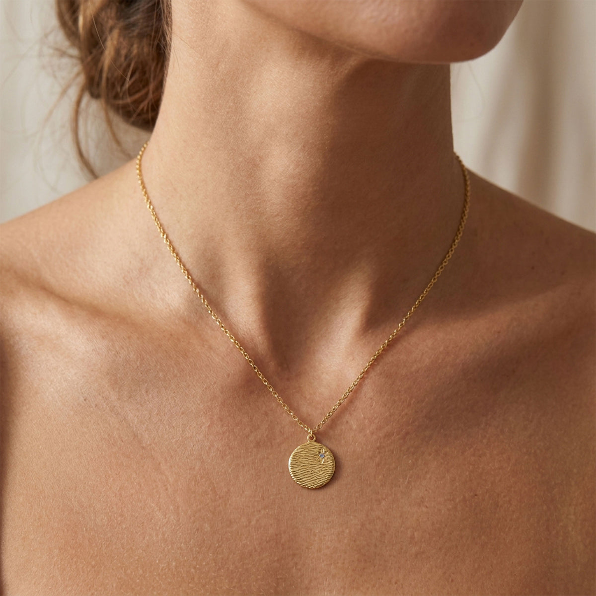 Starlight Textured Disc Necklace SPE-5244
