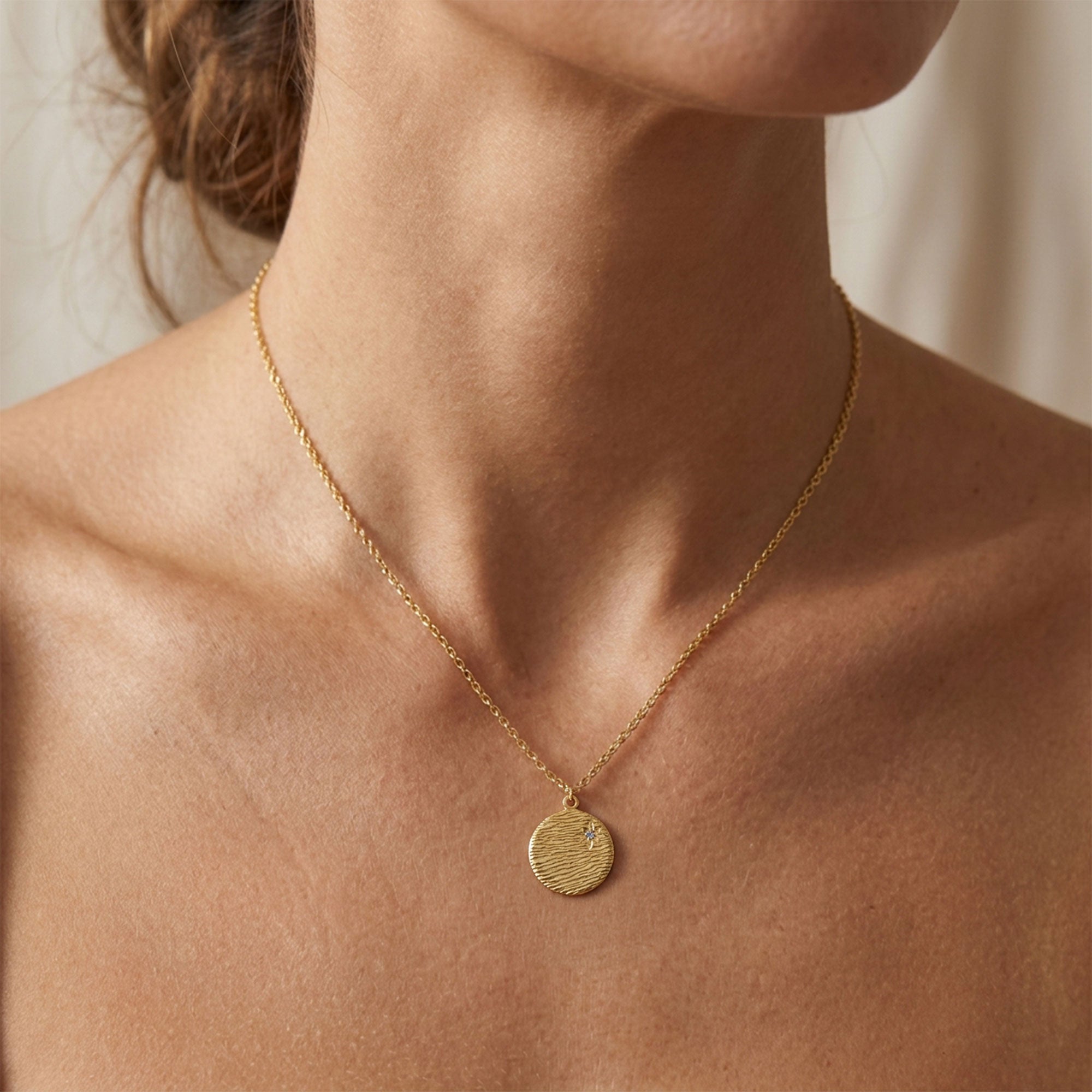 Starlight Textured Disc Necklace SPE-5244