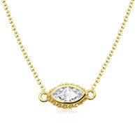 Marquise CZ Milgrain Bezel Necklace SPE-5602