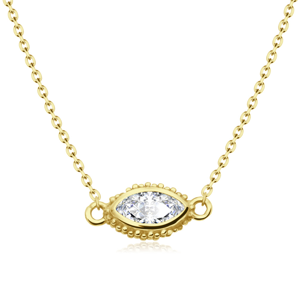 Marquise CZ Milgrain Bezel Necklace SPE-5602