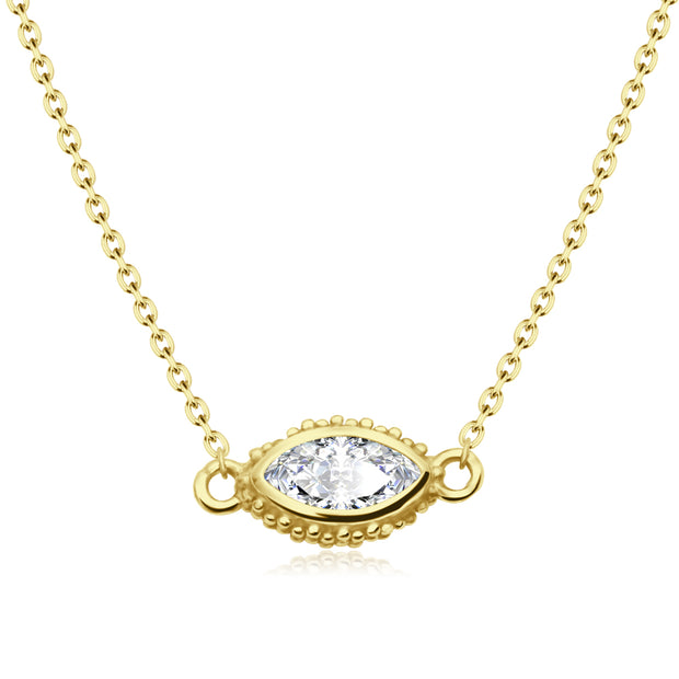 Marquise CZ Milgrain Bezel Necklace SPE-5602