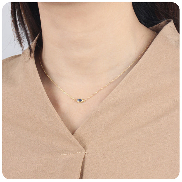 Marquise CZ Milgrain Bezel Necklace SPE-5602