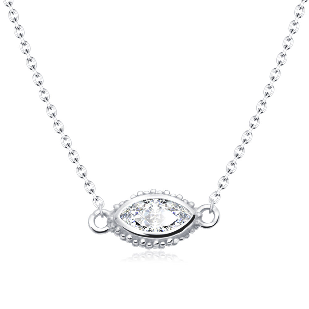 Marquise CZ Milgrain Bezel Necklace SPE-5602