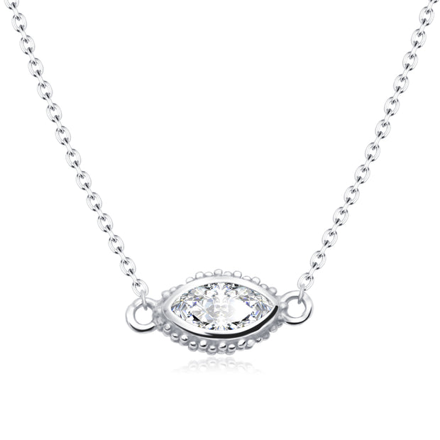 Marquise CZ Milgrain Bezel Necklace SPE-5602