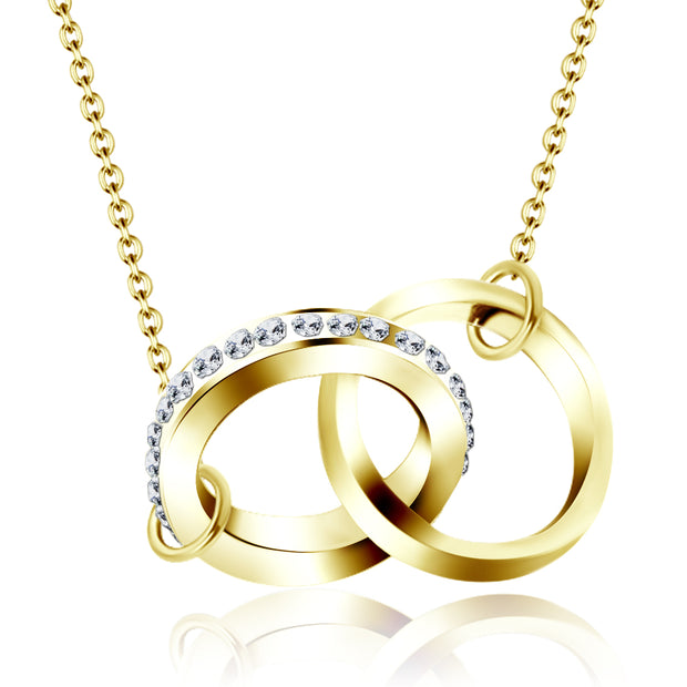 Interlocking Double Ring CZ Necklace SPE-748