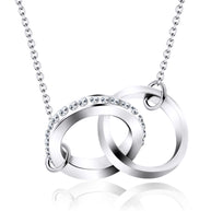 Interlocking Double Ring CZ Necklace SPE-748