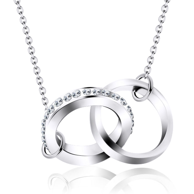 Interlocking Double Ring CZ Necklace SPE-748