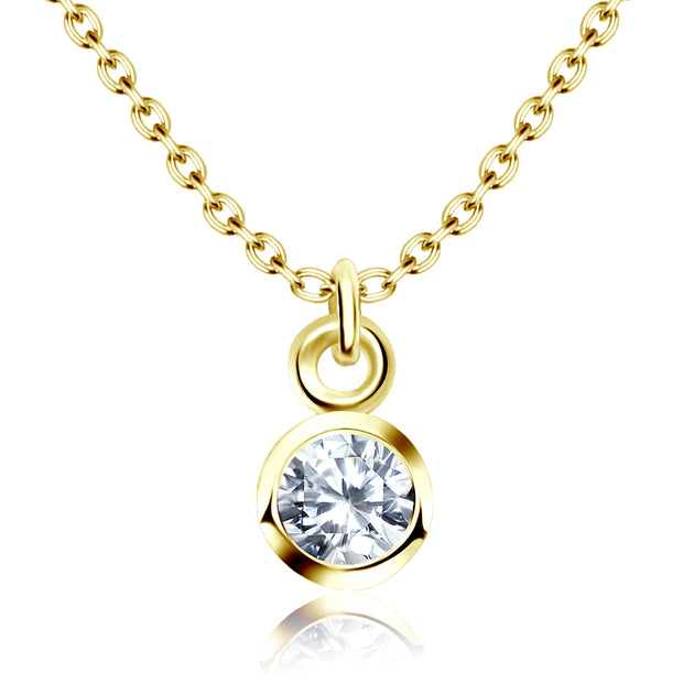 Round CZ Bezel Solitaire Necklace SPE-80