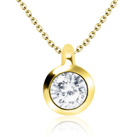 Round CZ Bezel Solitaire Necklace SPE-80n