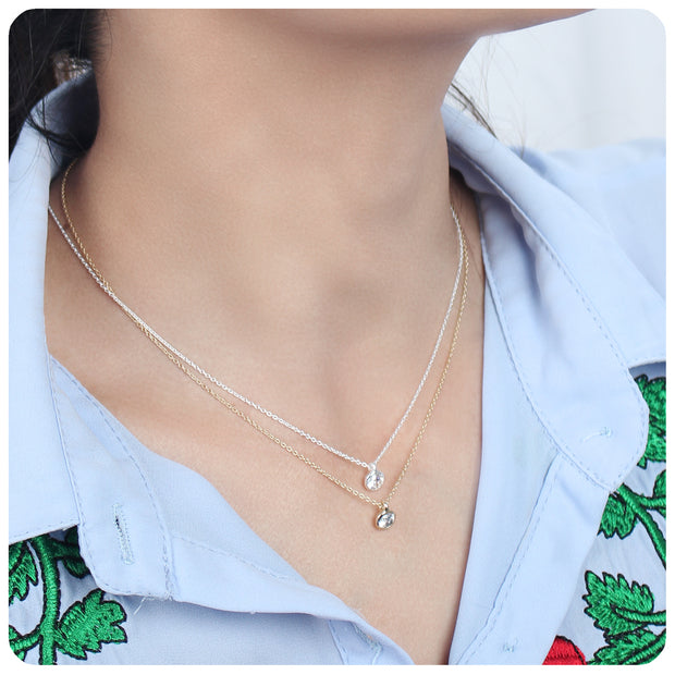 Round CZ Bezel Solitaire Necklace SPE-80n