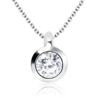 Round CZ Bezel Solitaire Necklace SPE-80n