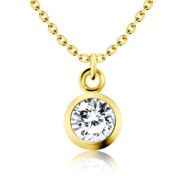 Round CZ Bezel Solitaire Necklace SPE-81