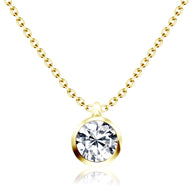 Round CZ Bezel Solitaire Necklace SPE-81n