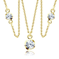 Triple Bezel CZ Station Necklace SPE-83