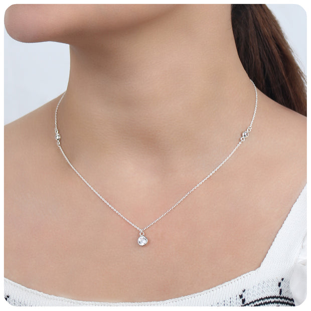 Triple Bezel CZ Station Necklace SPE-83