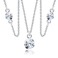 Triple Bezel CZ Station Necklace SPE-83