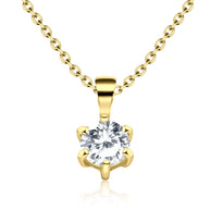 6-Prong Round CZ Solitaire Necklace SPE-972