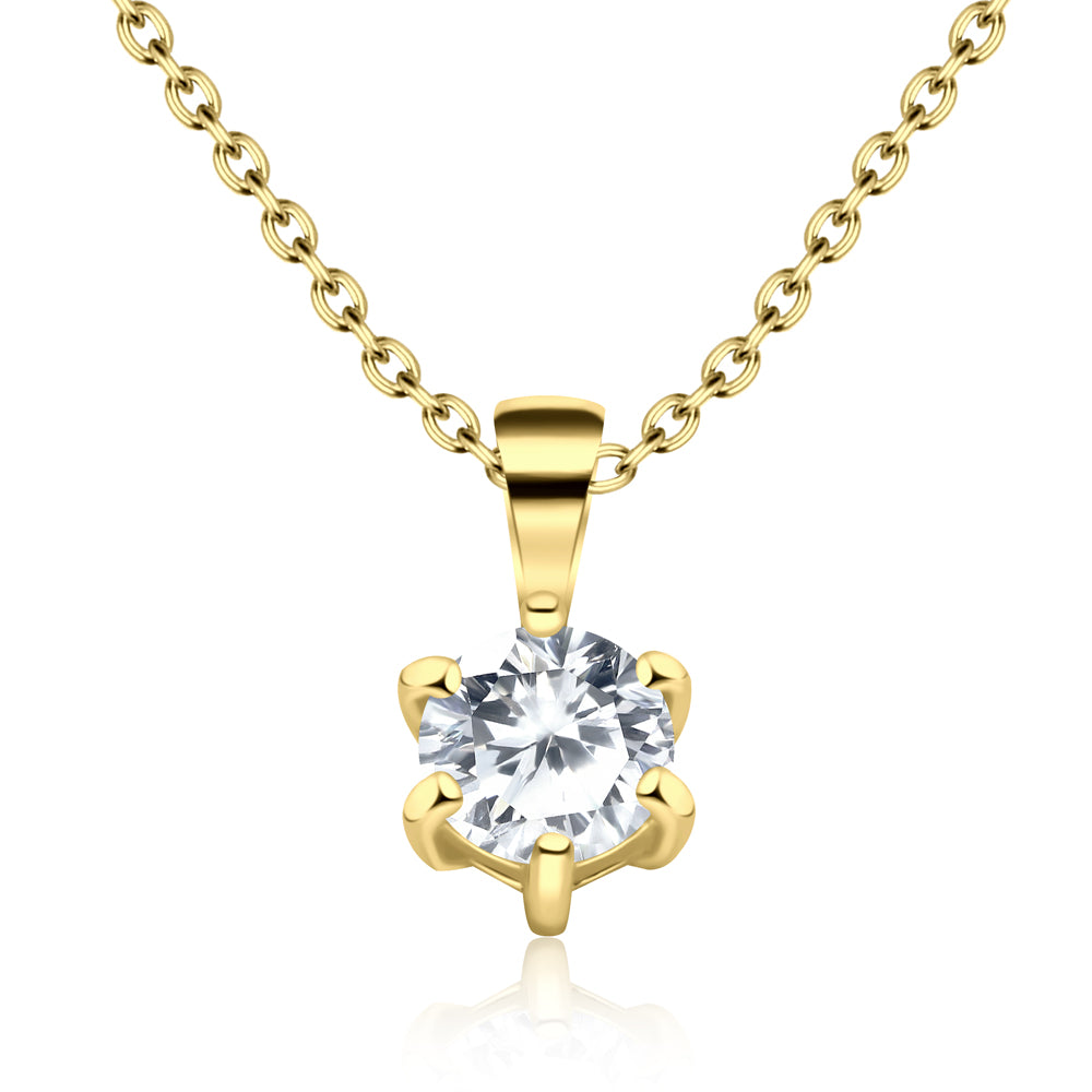 6-Prong Round CZ Solitaire Necklace SPE-972