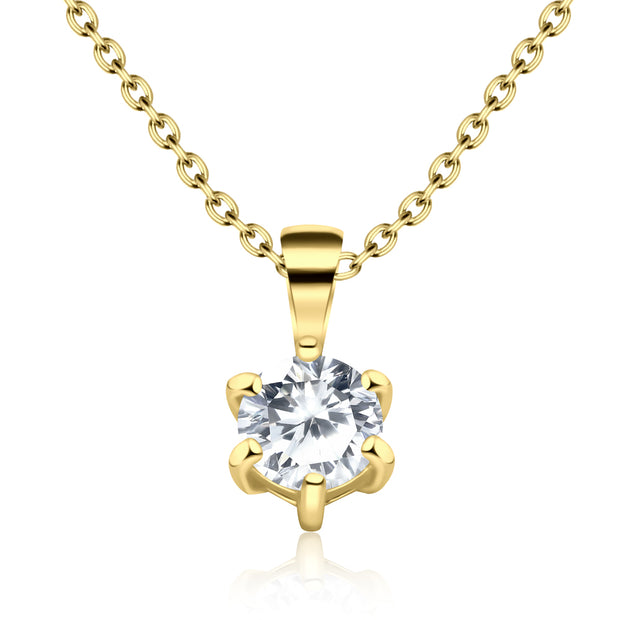 6-Prong Round CZ Solitaire Necklace SPE-972