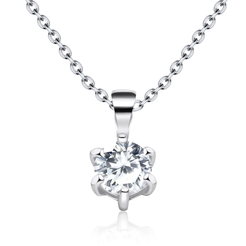 6-Prong Round CZ Solitaire Necklace SPE-972