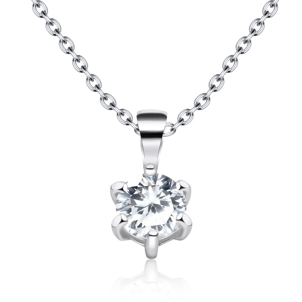 6-Prong Round CZ Solitaire Necklace SPE-972