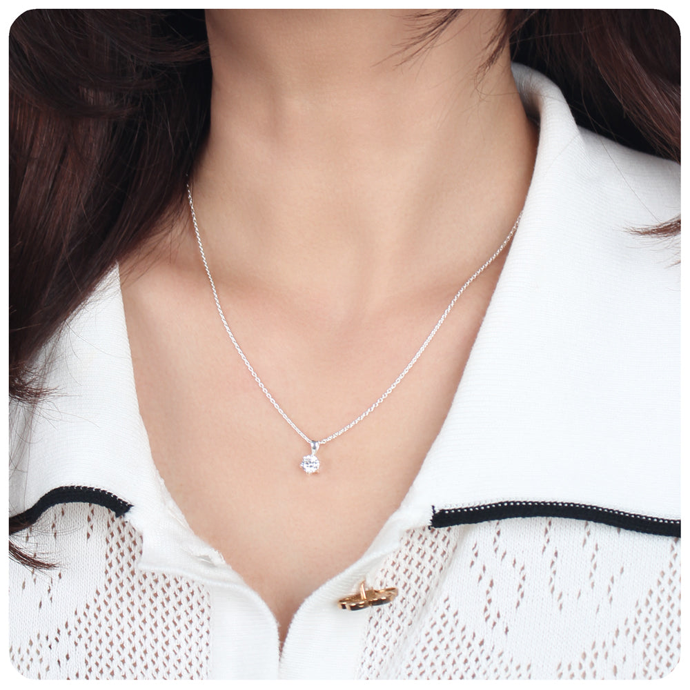 6-Prong Round CZ Solitaire Necklace SPE-972