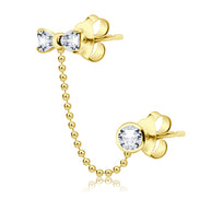 Unique Bow Style Dual Stud with CZ Stones STC-104