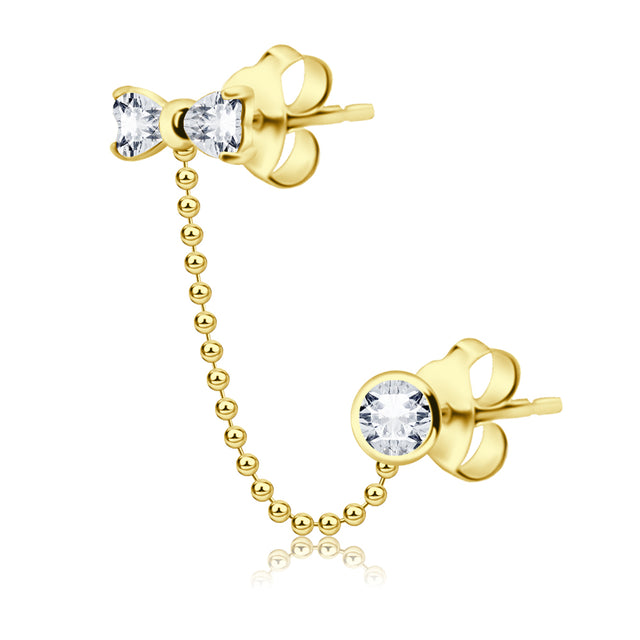 Unique Bow Style Dual Stud with CZ Stones STC-104