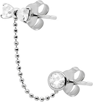 Unique Bow Style Dual Stud with CZ Stones STC-104
