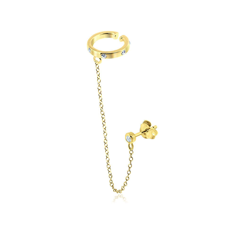 Cubic Zirconia Stud to Ear Cuff Chain Connector STC-222