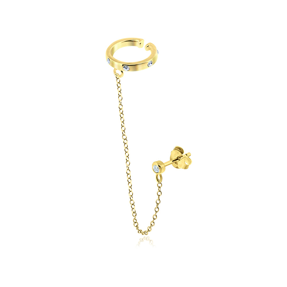 Cubic Zirconia Stud to Ear Cuff Chain Connector STC-222